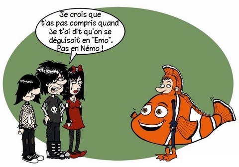 Déguisé en Nemo. Sur https://www.blagues-en-stock.org