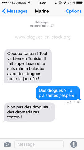 Coucou tonton tout va bien en Tunisie il fait super beau perle de sms et des textos http://www.blagues-en-stock.org