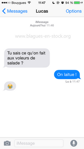 Tu sais ce qu'on fait aux voleurs de salade perle de sms et des textos http://www.blagues-en-stock.org