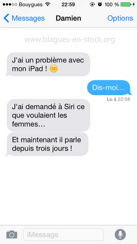 J'ai un problème avec mon iPad perle de sms et des textos http://www.blagues-en-stock.org